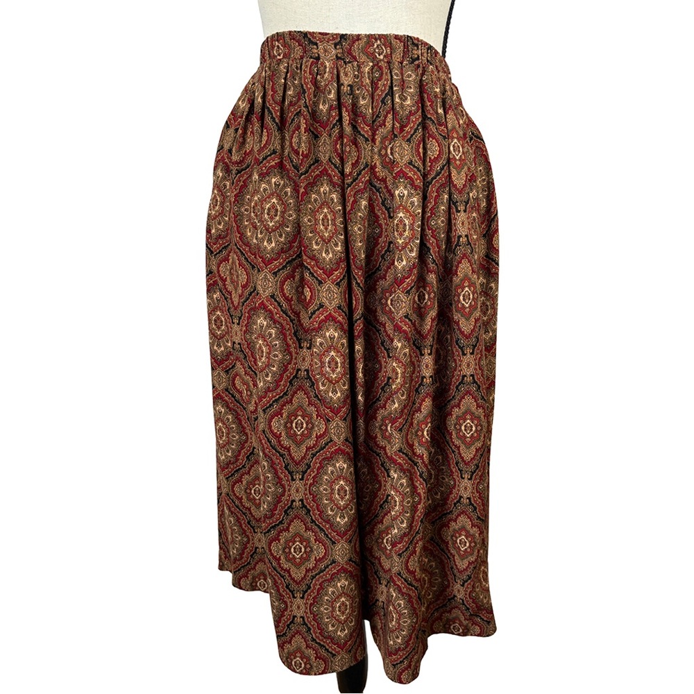 Vintage E.D. Michaels Rayon Midi Skirt | 90s Tapestry Print